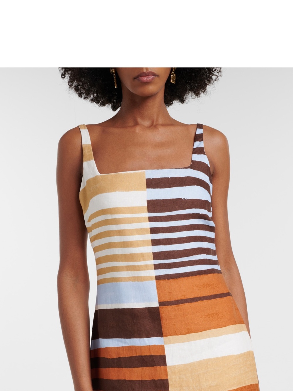Cala De La Cruz Siela Striped Linen Square-Neck Mini Dress - Picture 4 of 6